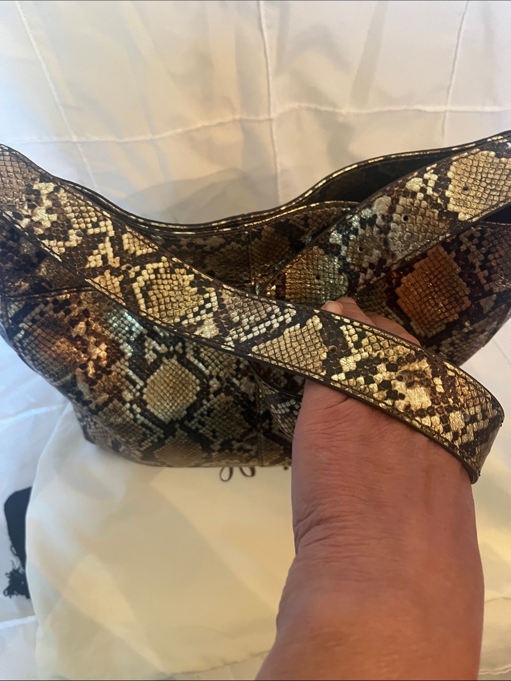 HOBO Gold and Black Snake-Print Hobo Shoulder Bag - Picture 9 of 13